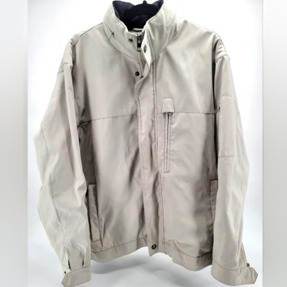 Michael Kors Jacket Men M Beige Khaki Hidden Hood Insulated Brushed Fabric